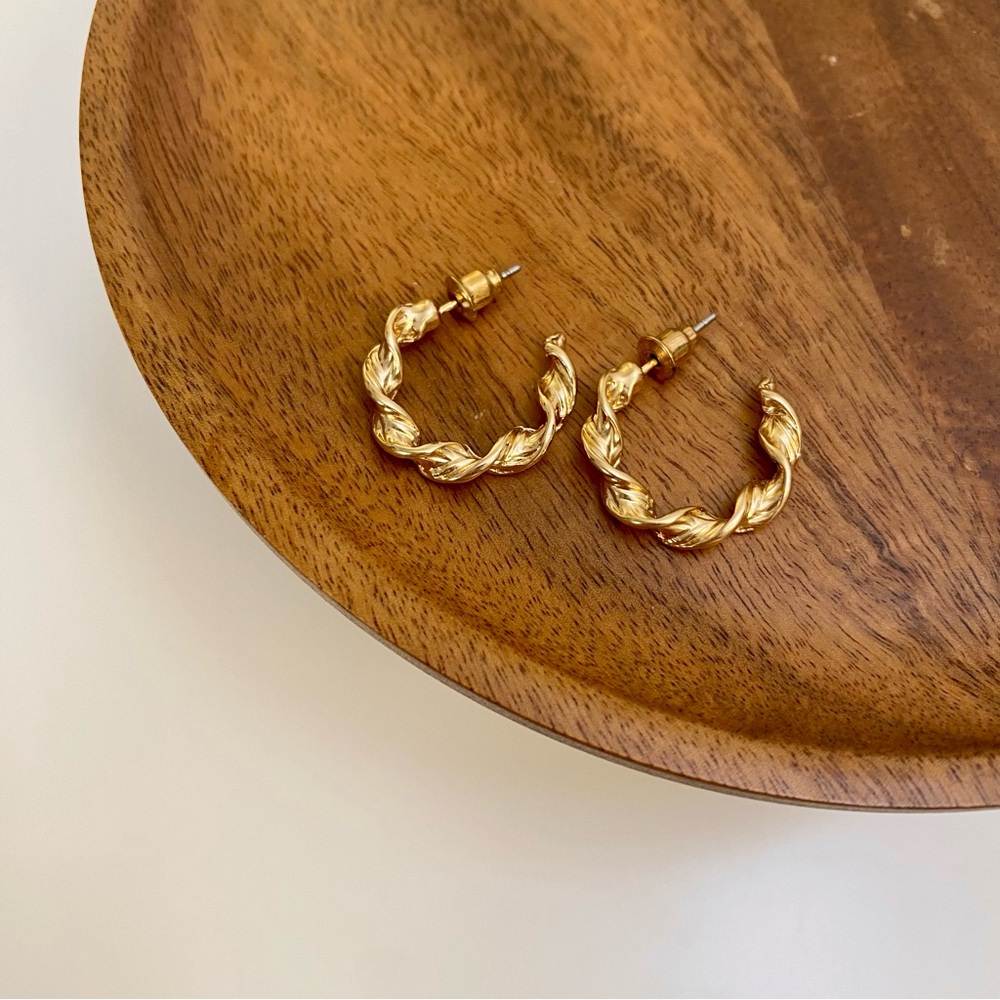 4/$15 Gold Twisted Small Hoop Earrings